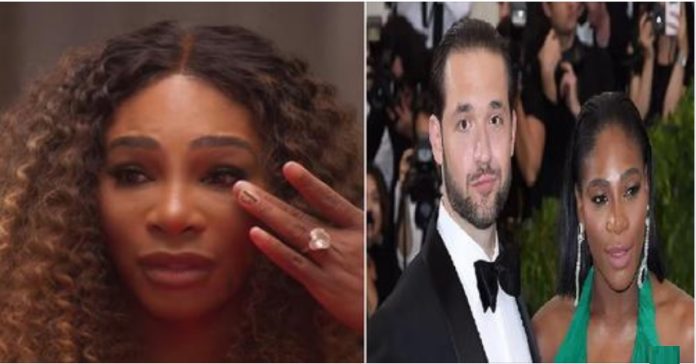 Serena Williams cries while Alexis Ohanian party